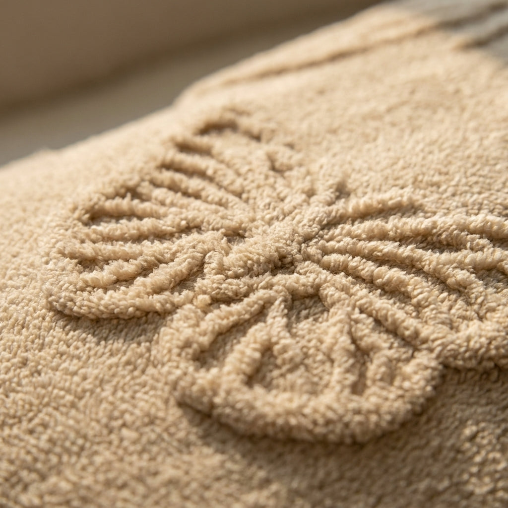 Butterfly Chenille Sherpa Throw Blanket, Raised Jacquard Textured Throw for Bed, Sofa & Couch, Tan Oatmeal