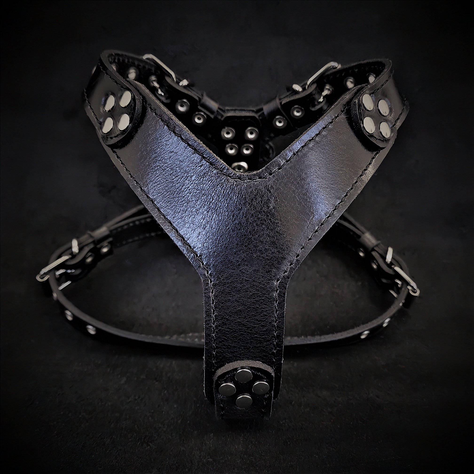Bestia Style Leather Dog Harness – Black, Frenchie/Bullterrier Fit