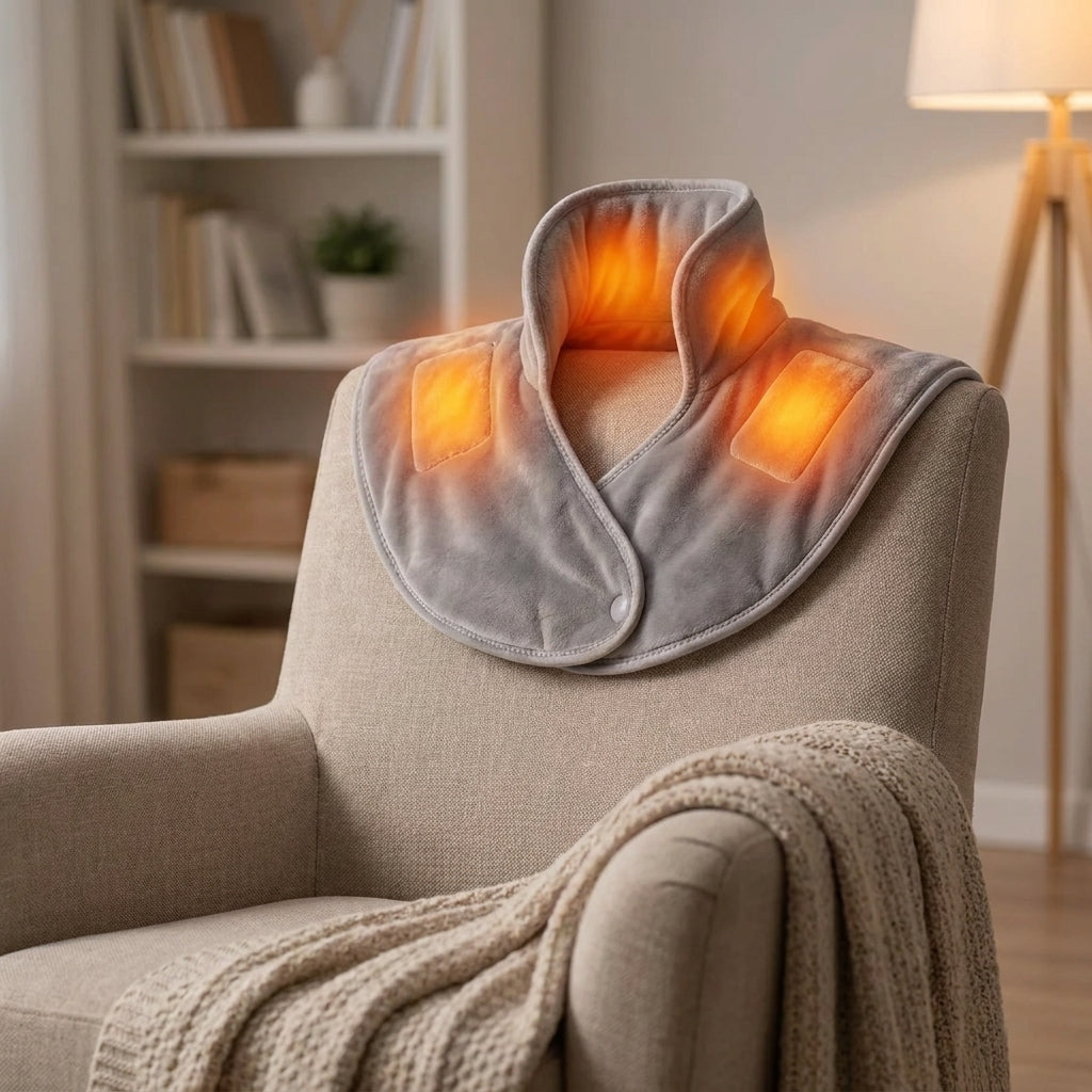 Electric Heated Neck & Shoulder Wrap - Wearable Heating Pad with 3 Heat Settings