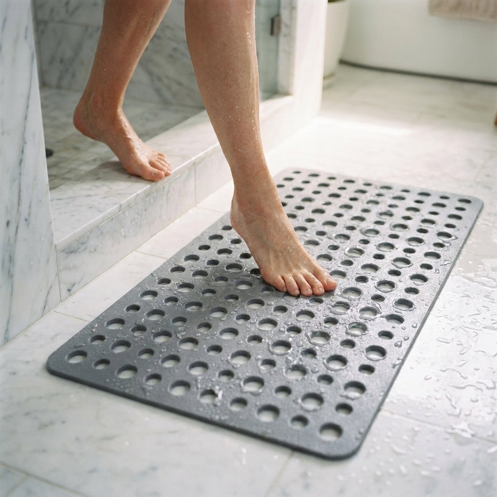 Non-Slip Antibacterial Bath & Shower Mat with Suction Cups, Grey