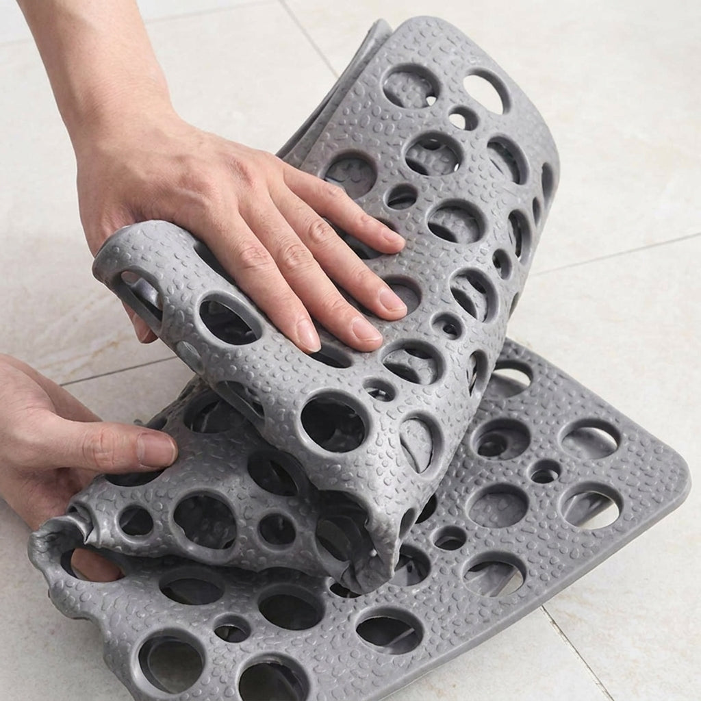 Non-Slip Antibacterial Bath & Shower Mat with Suction Cups, Grey
