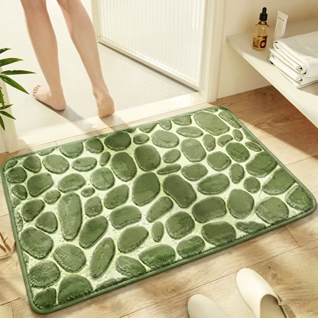 Pebble Memory Foam Bath Mat - Non-Slip, Absorbent & Soft Bathroom Rug