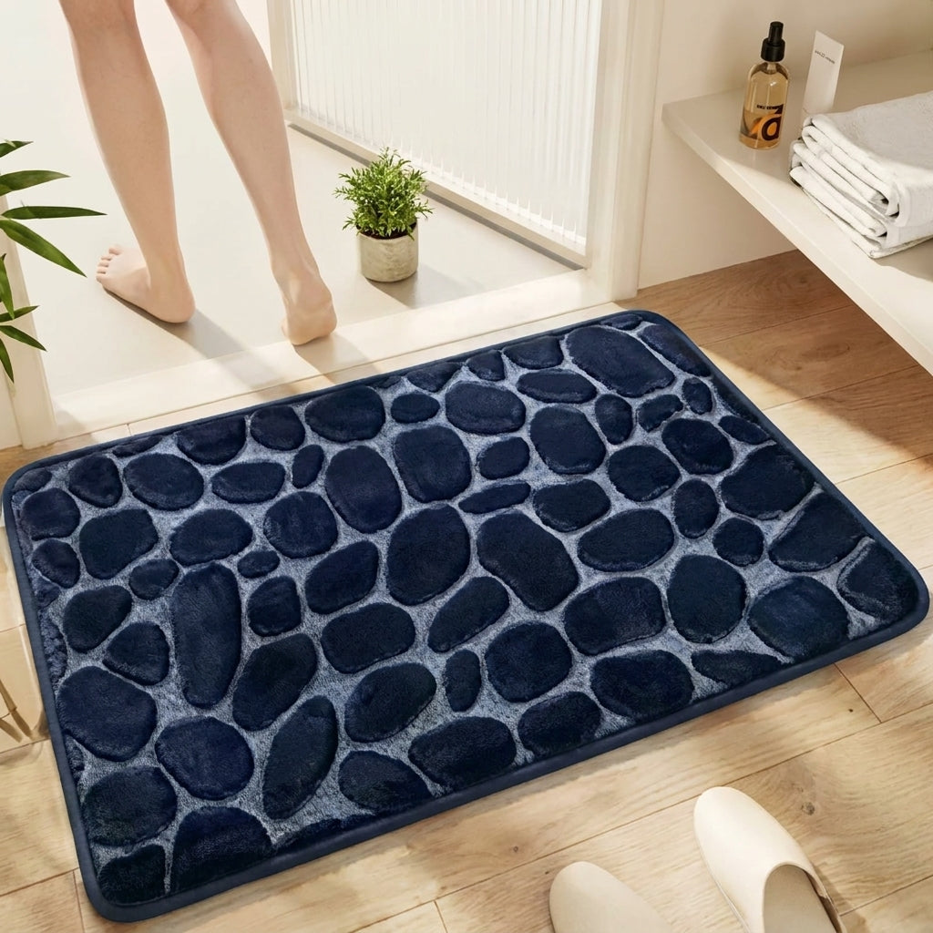 Pebble Memory Foam Bath Mat - Non-Slip, Absorbent & Soft Bathroom Rug