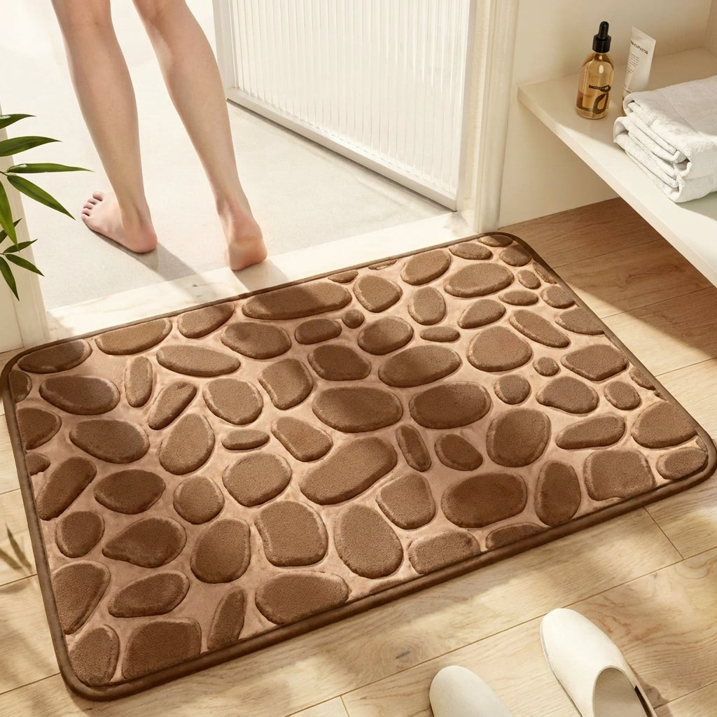 Pebble Memory Foam Bath Mat - Non-Slip, Absorbent & Soft Bathroom Rug