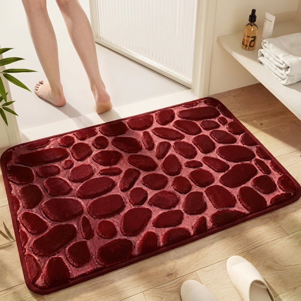 Pebble Memory Foam Bath Mat - Non-Slip, Absorbent & Soft Bathroom Rug