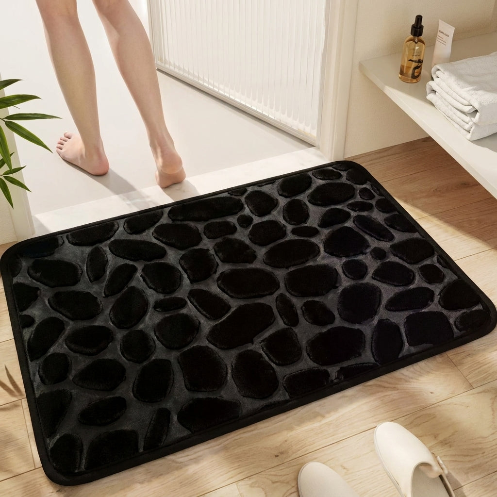Pebble Memory Foam Bath Mat - Non-Slip, Absorbent & Soft Bathroom Rug