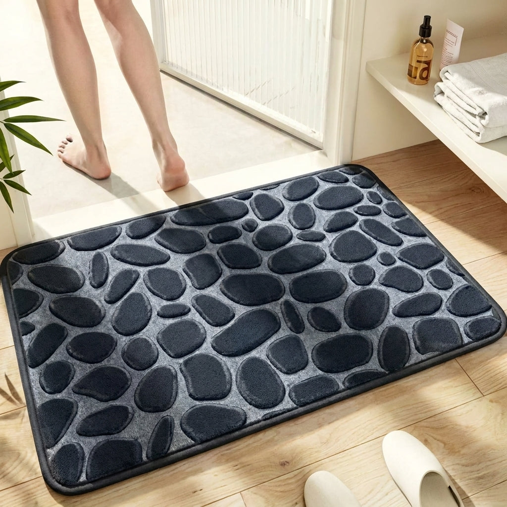 Pebble Memory Foam Bath Mat - Non-Slip, Absorbent & Soft Bathroom Rug