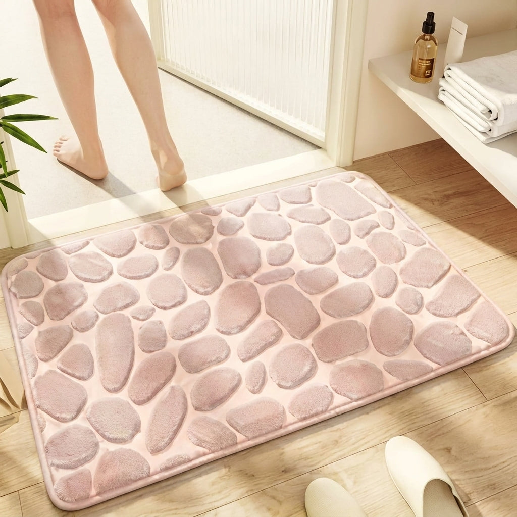 Pebble Memory Foam Bath Mat - Non-Slip, Absorbent & Soft Bathroom Rug