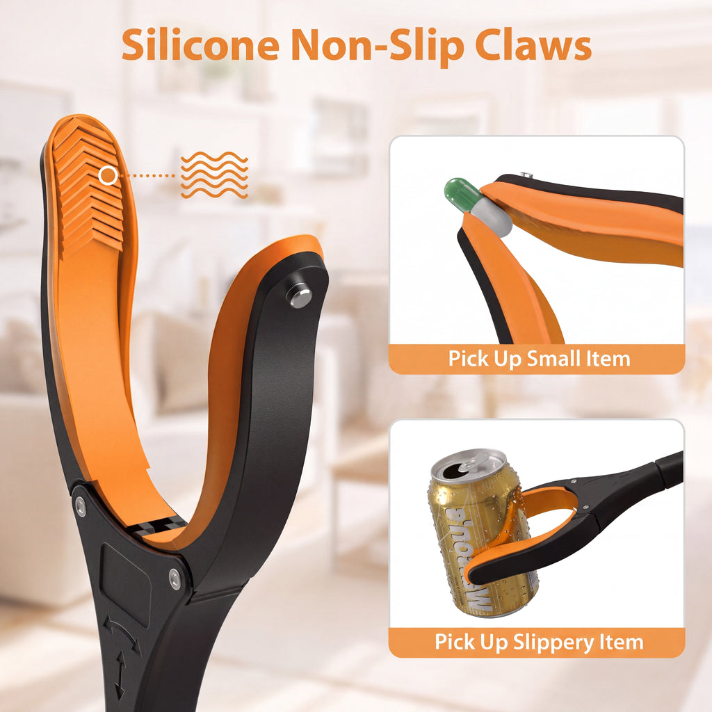 32" Foldable Reacher Grabber Tool - Heavy Duty Picker Upper with Silicone Grip
