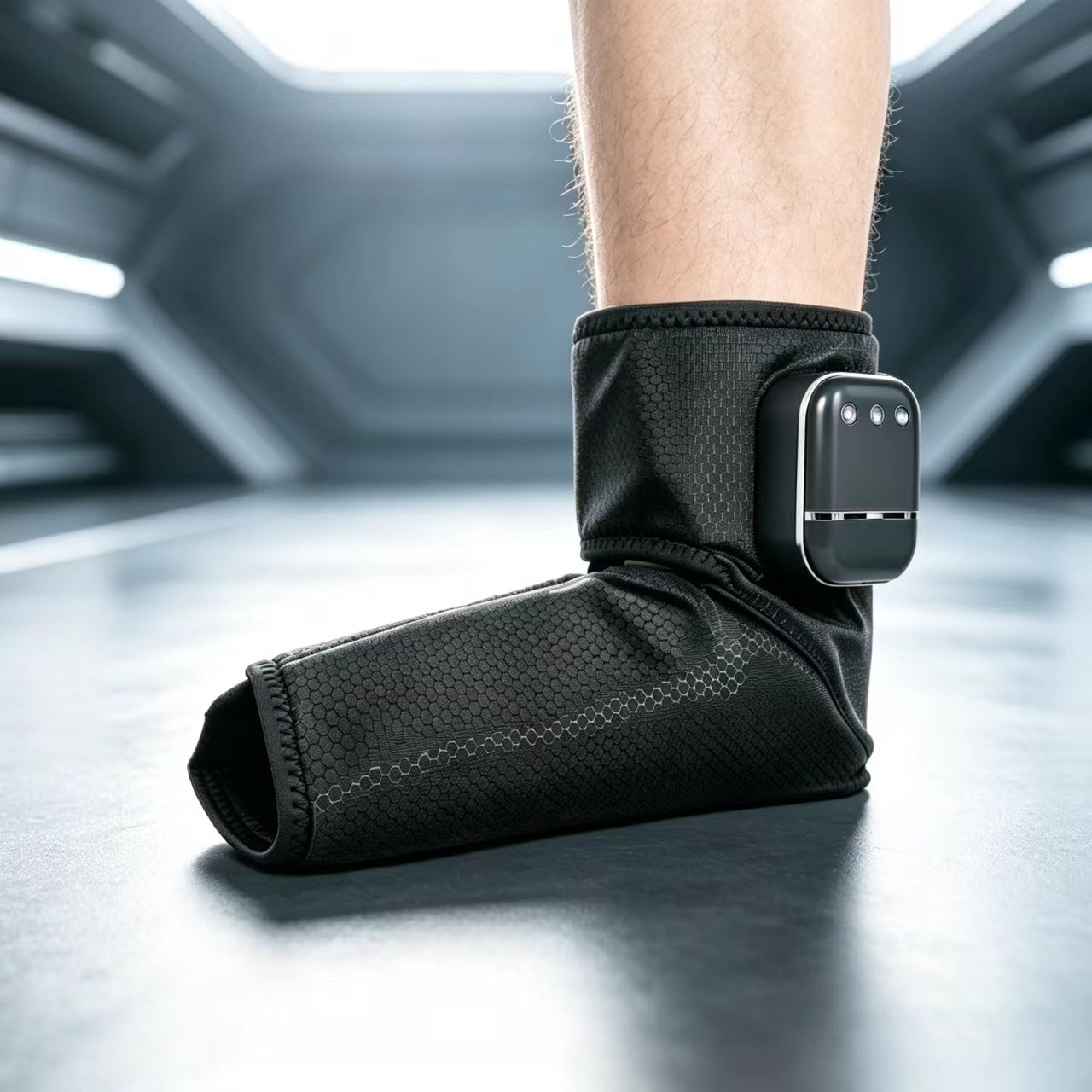 Heated Foot & Ankle Massager, Vibration Therapy & Hot Compress, Black, Adjustable Wearable Wrap